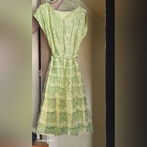 Authentic Original Vintage Style Green Ruched Sweetheart Maxi Dress